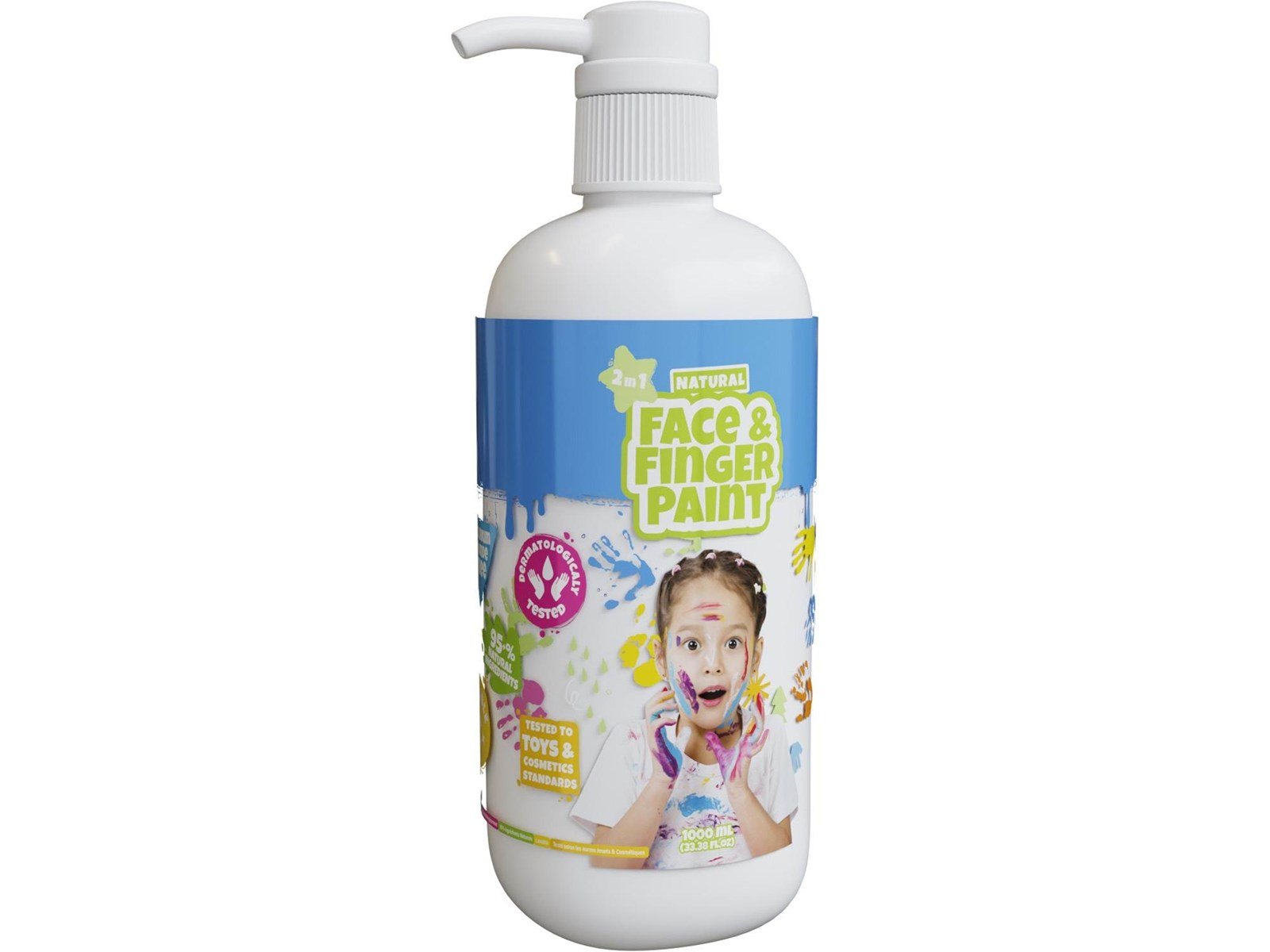 Boti Natural Face & Fingerpaint Bottle with Pump - White 1L Boti Natural Face & Fingerpaint Bottle with Pump - White 1L